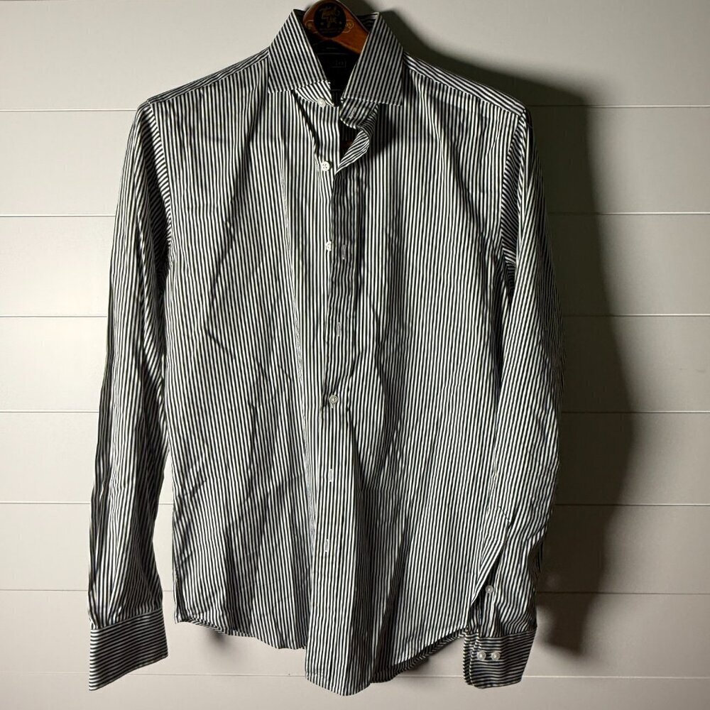 Polo Ralph Lauren Regent Classic Fit Button Down Black &White Stripes 15 34/35